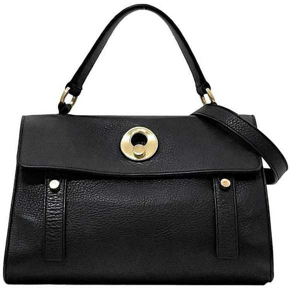 Saint Laurent Leather PARIS Business Muse Toe Bag Shoulder Flap Bag Black - Picture 1 of 9